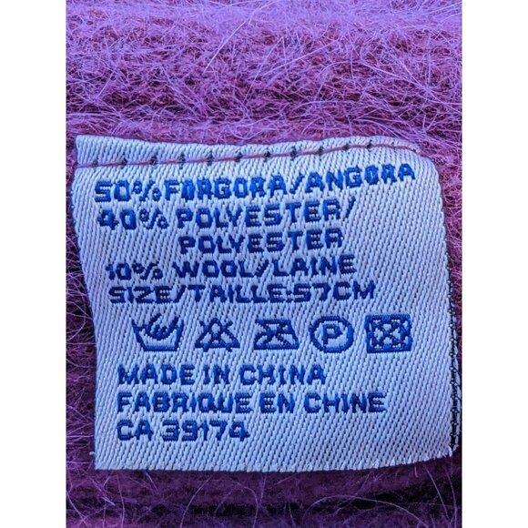 Angora Wool Blend Womens Beanie Hat Cap Magenta One Size Fuzzy Soft Cabincore - Picture 5 of 7